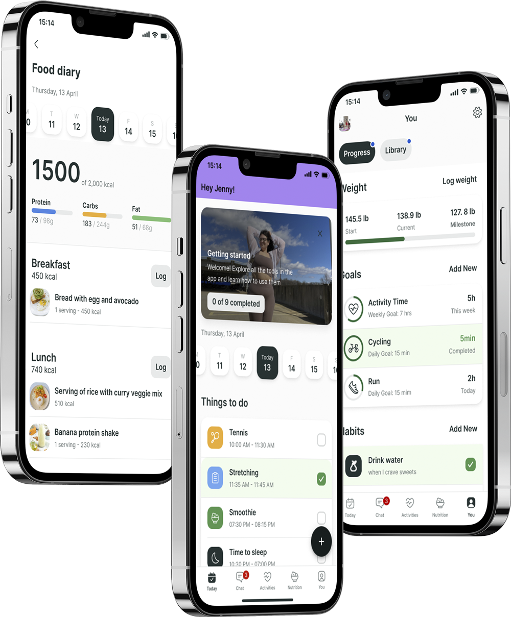 A mockup of the coaching app showcasing the features.